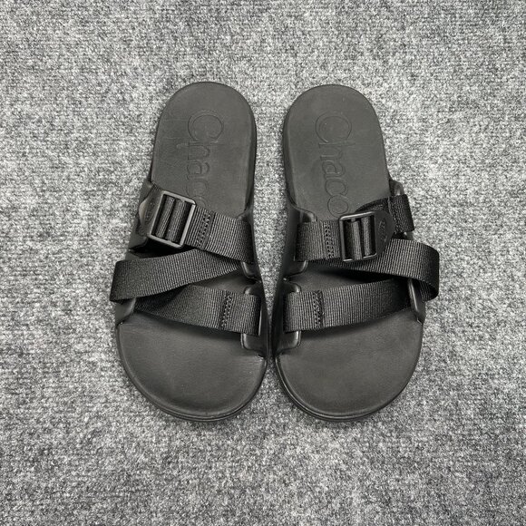 Chaco Chillos Slide Sandals Women's‎ 8 Black Athletic Beach Recovery Flip Flops - Picture 3 of 12